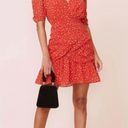 ASTR  The Label Clarice Shirred Bottom Mini Dress in Red Ditsy Small Floral Photo 2