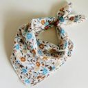 Vintage 90s Cottage Granola Brown Floral Cotton Square Neck Tie Bandana Photo 1