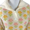 ZARA  Chunky Knit Wool Flower Floral Collared Sweater Ivory Ecru Small Preppy Photo 4