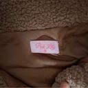 Pink Lily  Womens sz Small Quarter Zip Sherpa Jacket Light Brown Photo 2