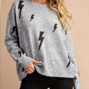 ee:some  Super Soft Lightening Bolt Long Sleeve Sweater Gray Women’s S / M Photo 0