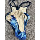 Nike  Hydrastrong Cut-Out Poly RacerBack Strappy One Piece Swimsuit Blue Print 8 Photo 6