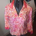 Oscar de la Renta Vintage  M pink & orange floral button down blouse Photo 0