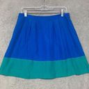 J.Crew  Skirt Womens 8 Blue Green Mini A Line Colorblock Pockets Preppy Pleated Photo 0