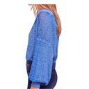 We The Free  waffle knit lightweight top domain sleeves blue crop top size small Photo 1