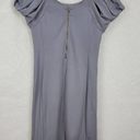 Gap  Maternity Womens Dress Size S Gray Puff Sleeve Exposed Back Zip Stretch Midi Photo 5