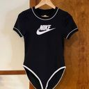 Nike  | Sportswear Heritage Logo Bodysuit Black White Trim Swoosh Crewneck Sz S Photo 1