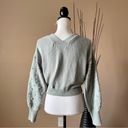 The Moon  & MADISON | Sage Green 3D Polka Dot Knit Cropped Cardigan Sweater Sz M Photo 6