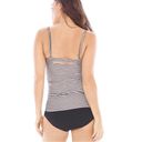 Soma Bandeau Tankini Swim Top Women’s Size 34B Striped Convertible Straps Ruched Photo 1