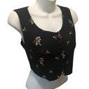 EXPRESS VTG Cropped Button Front Black Floral Embroidered Vest Size 3/4 Dressy Party Photo 1