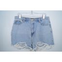 Missguided  Light Blue Extreme Rip Hem High Waist Denim Shorts Size 12 Photo 2