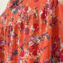 Modcloth  Orange Colorful Floral Sheer Collared Button Up Blouse Top ~ Size L Photo 8