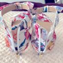 Unisa  Floral Satin Sandals In White Multi Size 9 NWT Photo 5