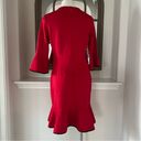 Krass&co NY &  Stretch Red Bell-Sleeve Dress w/Black Trim, Size M Photo 3