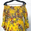 Farm Rio Dress Bria Smocked Mini Floral Off-Shoulder Yellow Multi XS EUC Photo 8