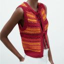 ZARA  Tie Front Bows tank top knit crochet red orange ganni trendy summer coverup Photo 1