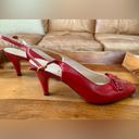 Salvatore Ferragamo  Red Leather Slingback Heels Photo 8