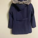 Banana Republic  Wool Jacket Pea Coat Mario Bellucci Size XXS Petite Navy Fur Zip Photo 1