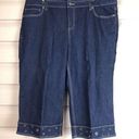 Passports  Womens Jean Capri Pants Sz 18 Dark Wash Denim Eyelets 41x19 High Rise Photo 0