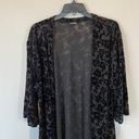 EXPRESS Black Floral Long Line Open Kimono With Sheer Floral Detail Size L Photo 1