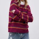 Free People  Magenta Best Day Ever Striped Alpaca Blend Knit Jumper Sweater Sz M Photo 4