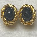 Edge KJL for Avon Vintage Earrings Clip on Gold Tone Black Cabochon Twisted  Photo 1