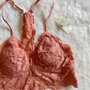 Aerie NWT  Coral Bluegrass Lace Padded Racerback Bralette - Size: Small Photo 2