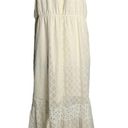 Jolt  Boho Burnout High Low Maxi Dress L Cream Sleeveless Keyhole Elastic Waist Photo 4