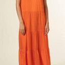 FRNCH Rawen Tiered Maxi Dress Orange with Tie Straps - Size S Photo 0