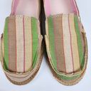 mix no. 6  Size 10 Lightweight Slip-on Comfort Shoes Green Beige Striped Canvas Photo 11