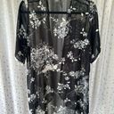 Chocolate USA Floral Sheer Short Sleeve Eyelet Lace Open Swim Cover Up Cardigan Size L Photo 3