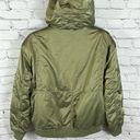 American Eagle AEO Flight Bomber Jacket Sherpa-Lined Hooded Satin Green L Photo 1