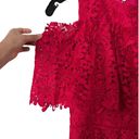 Monique Lhuillier  Lace Sleeveless Ruffled Tiered Maxi Gown Dress Fuschia Sz 8 Photo 2