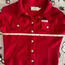 Guess Red Cropped Top Long Sleeve Button Up Shirt Women 😘 Photo 8