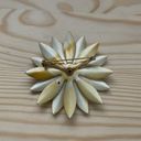 Daisy Vintage Enameled Metal 2 Tone Brown and White  Brooch Pin Photo 1