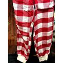 American Eagle Flannel Jogger PJ Pants Striped High Rise Tie Waist  Red Cream S Photo 3