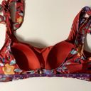 Modcloth  Red Floral Tie Strap Swim Suit Top Photo 5