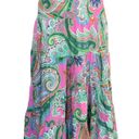 Ralph Lauren Lauren  Pink Green Paisley Tiered Skirt Boho Midi Bright M Photo 0