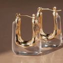 Anthropologie 18K Clear Lucite Luxury Hoop Earrings / Unworn  Photo 3