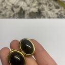 Monet Women’s Signed  Gold Tone Black Earrings Clip On Clip-on Photo 1