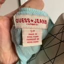 GUESS Jeans Vintage y2k Bolero Mint Ribbed Knit Flounce tie Sleeve Coquette Coastal Colorful Pastel Shrug Shawl Crop Cardigan ribbed summer fest western cottage Photo 4