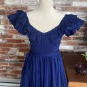 Hill House Navy Blue Ruffled Shoulders Midi Dress with Pockets Size XS Photo 1