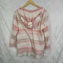 Tommy Bahama  Porta Stripe Tunic Top Size M White Pink Gauze Gauzy Hooded Beach Photo 2