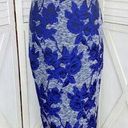 New York & Co. Gabrielle Union Pencil Skirt Floral Jacquard Blue 4 Full Zip Back Photo 0