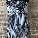 Dress Barn  Sleeveless EmbellishTunic Top Medium Black White Floral Abstra… Photo 5