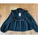 Free The Roses  NWT black ruffled Swiss dot blouse Photo 6