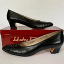 Salvatore Ferragamo Vintage Black Block Kitten Heel  Heels w/ Original Box Photo 1