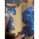 Tracy Reese  for Neiman Marcus Beige & Blue Sequin Floral Blouse Women Sz M Photo 5