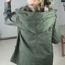 American Eagle : Olive Green Faux Fur Canvas Coat Photo 1