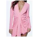 ZARA  Pink Draped V-Neck Knotted Mini Dress Photo 11